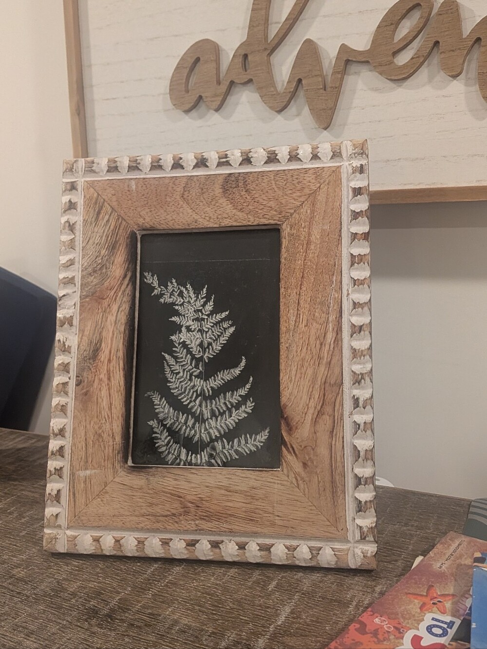Rustic Wood Picture Frame with White Accent - Home Accents